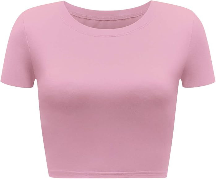 Artivaly Women's Basic Round Neck Short Sleeve Crop Top | Amazon (US)