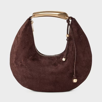 Metal Handle Crescent Saddle Handbag - A New Day™ Brown | Target