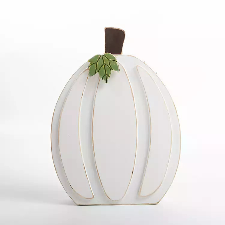 White Carved Wood Pumpkin, 20 in. | Kirkland's Home