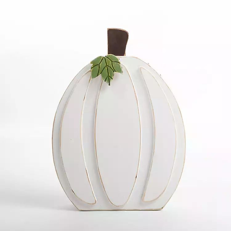 White Carved Wood Pumpkin, 20 in. | Kirkland's Home