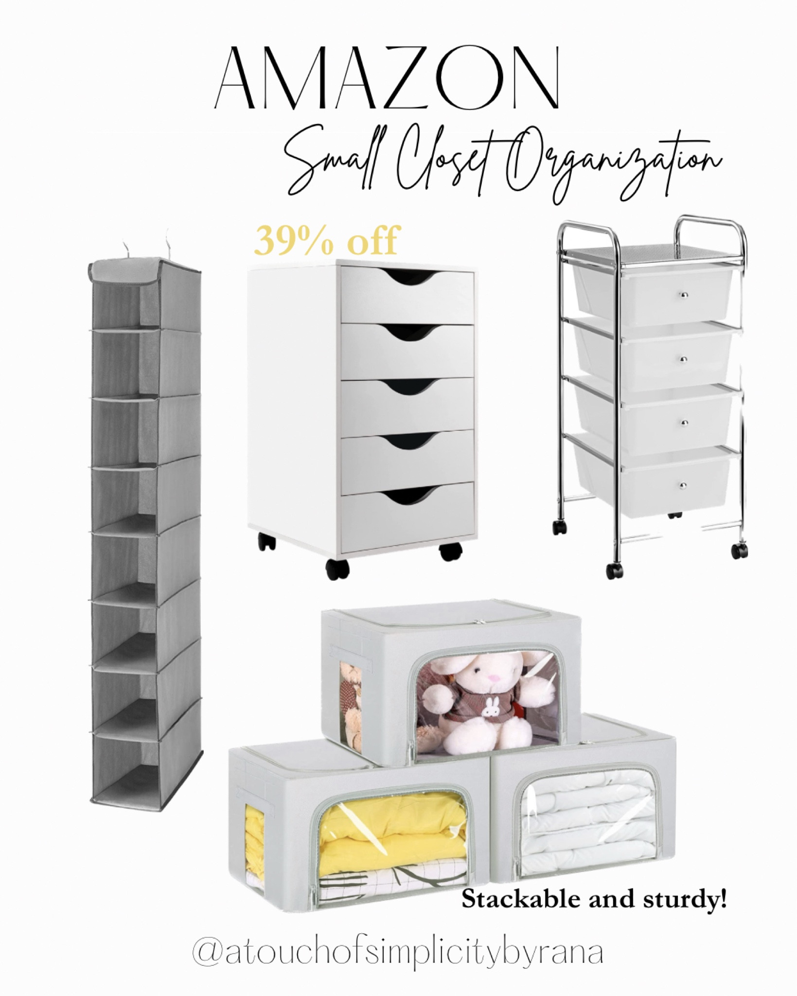 Those stackable storage bins are a must- have! I’ve had them for 2 years now and they’re very sturdy. They have a metal frame and can be used for clothes, bedding, blankets and toys! 

Amazon storage finds, small closet organization, storage bins, storage cart, cart with drawers, hanging shoe rack, rolling storage cart, stackable storage boxes, organization essentials , Amazon favorites 



#LTKhome #LTKunder50 #LTKFind
