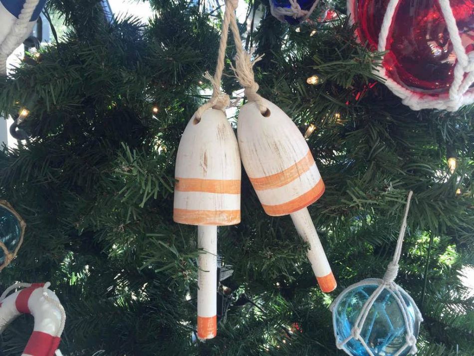 Set of 2 - Wooden Vintage Orange Maine Decorative Lobster Trap Buoy Christmas Ornament 7" - Xmas ... | Walmart (US)