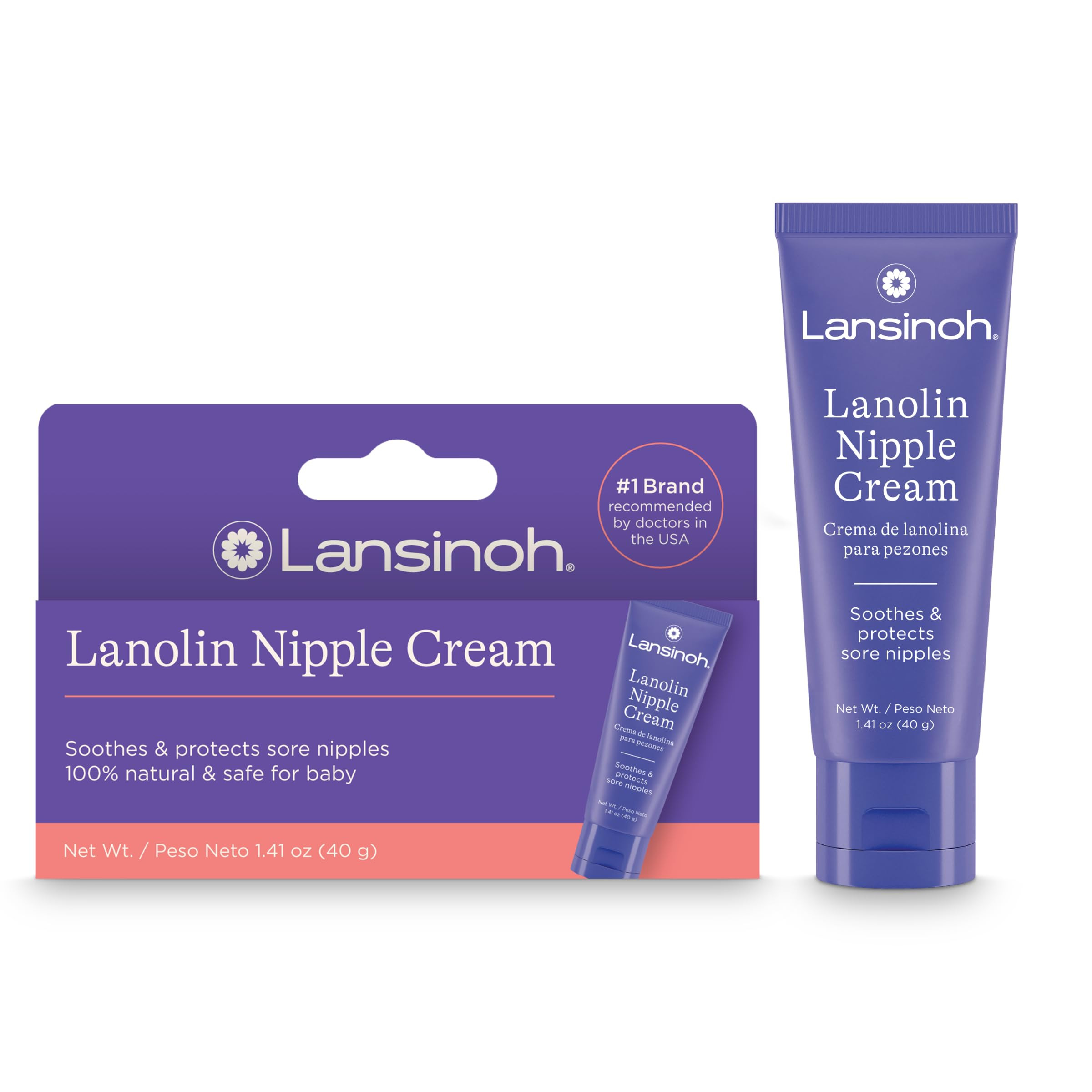 Lansinoh Lanolin Nipple Cream Safe for Breastfeeding Baby, 100% Natural Nipple Butter for Mom, Br... | Amazon (US)