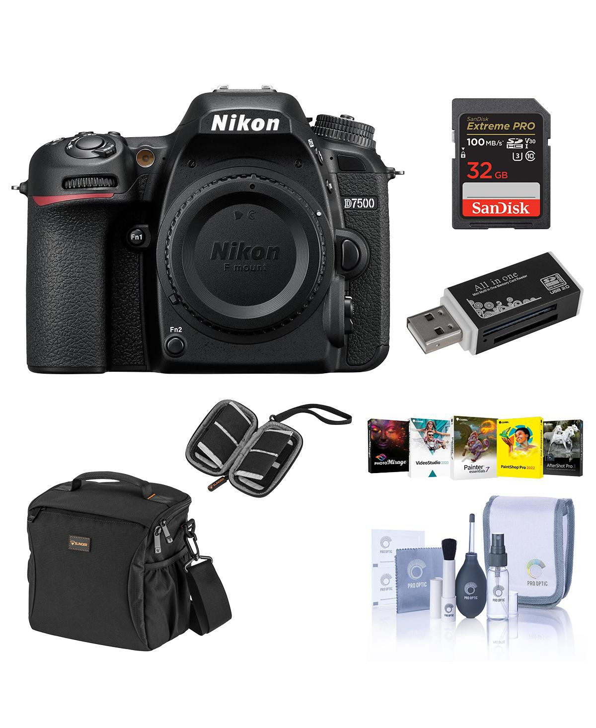 Nikon D7500 Dx-format Digital Slr Camera Body, Black - Bundle With 16GB Sdhc Card, Camera Bag, Cleaning KIt, Memory Wallet, Card Reader, Pc Software P | Macy's