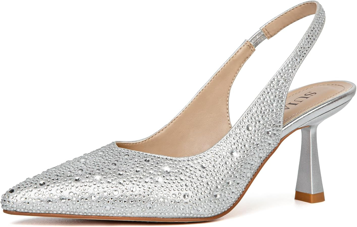 Slingback Wedding Heels for Women Bridal Lace Mesh Kitten Heel Closed Pointed Toe Pearl Pumps Sho... | Amazon (US)