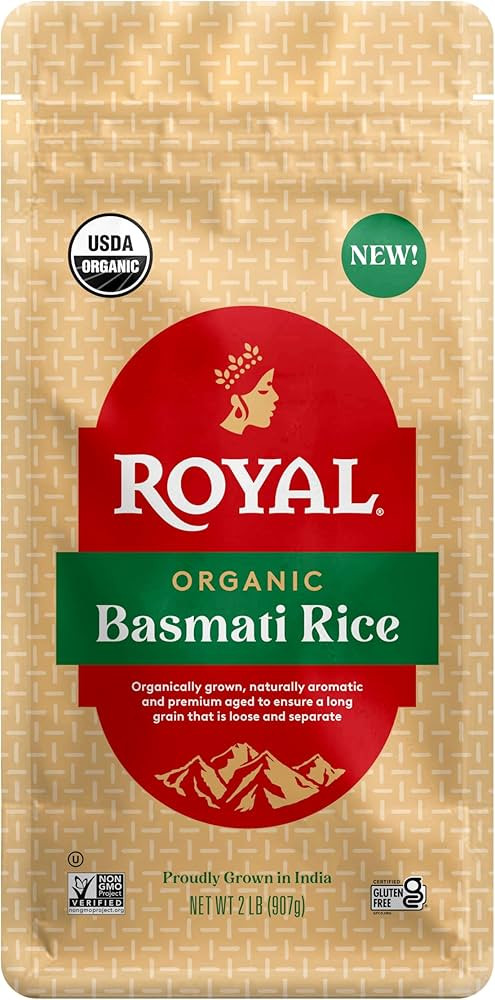 Royal White Basmati Rice - Organic Long Grain Basmati Rice - 2 lb Bag | Amazon (US)