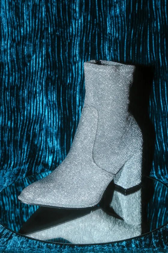 Viviyana Silver Sparkly Ankle Sock Boots | Lulus (US)
