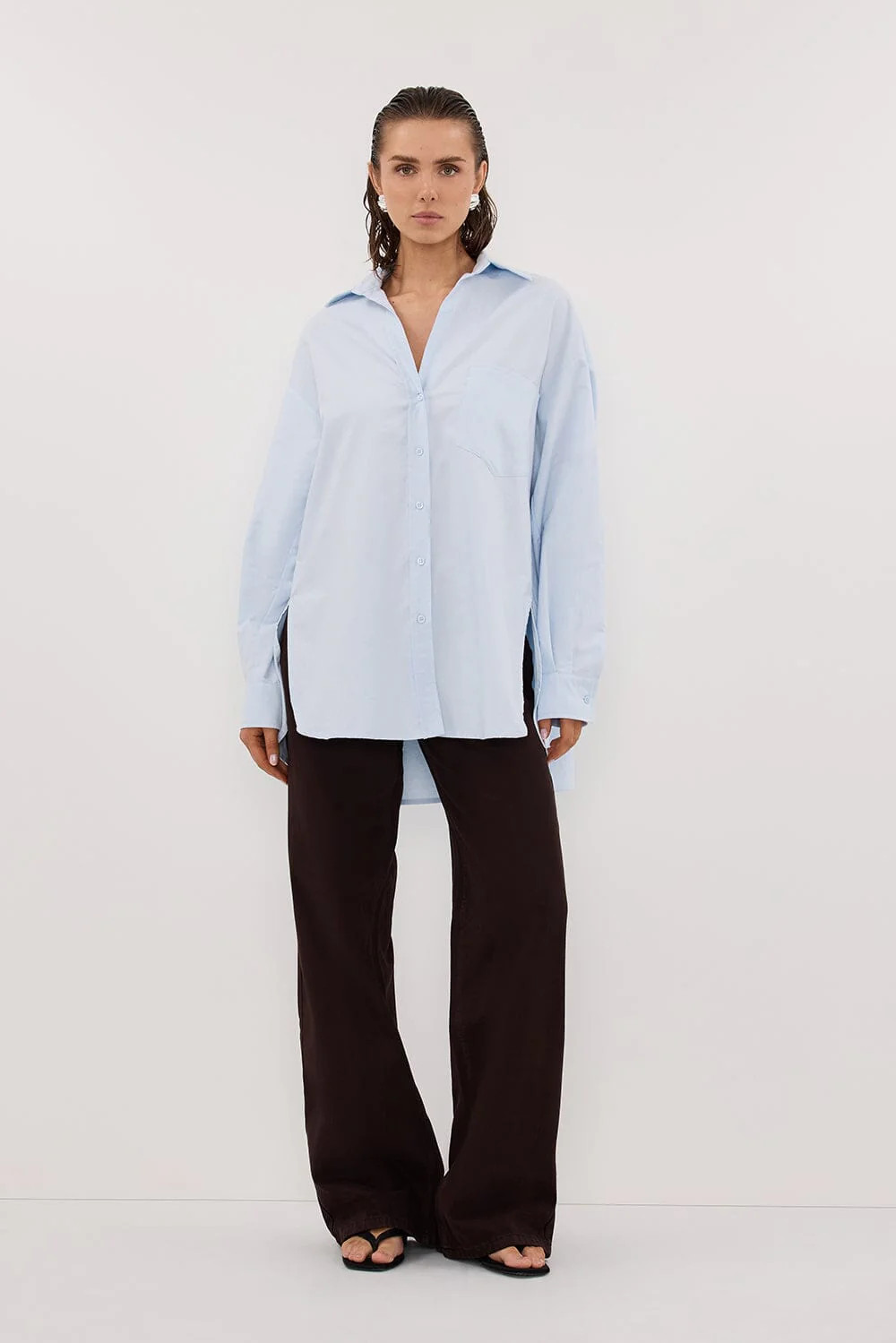 RHEA 2.0 ICE BLUE OVERSIZED COTTON SHIRT | DISSH