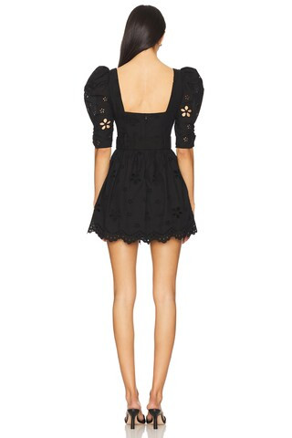 Daisy Eyelet Belted Mini Dress in Black | Revolve Clothing (Global)