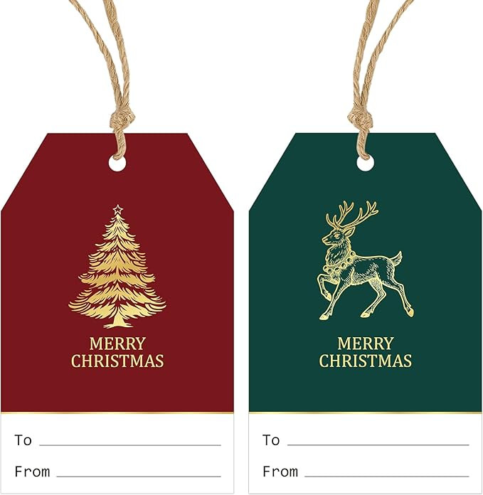 G2PLUS Christmas Paper Gift Tags with String - 50Pcs Red and Green Christmas Name Tags for Holida... | Amazon (US)