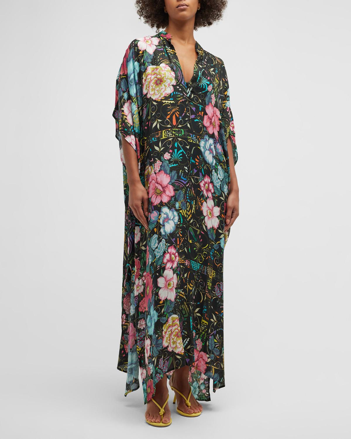 Plus Size Floral Peace Kaftan Coverup | Neiman Marcus