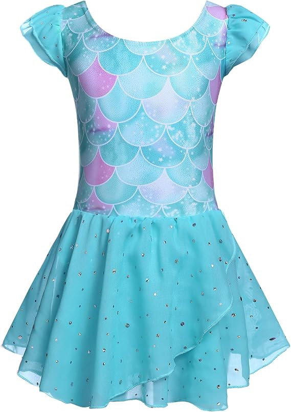 Arshiner Girls Ruffle Sleeve Ballet Dance Dress Tutu Skirted Leotard | Amazon (US)