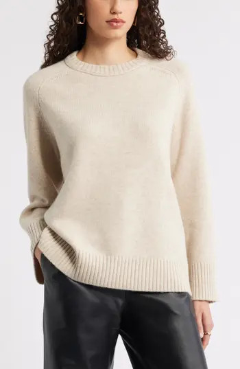 Nordstrom Crewneck Wool & Cashmere Sweater in Beige Oatmeal Lit Heather at Nordstrom Rack, Size Small | Nordstrom Rack