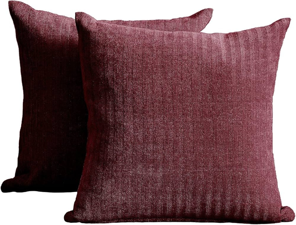 PLEASANT BOULEVARD | Chenille Pillow Case Covers 20 by 20 Inch, Soft Cozy Decorative Cushion for ... | Amazon (US)