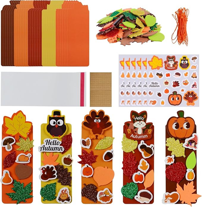 30 Sets Fall Craft Kits for Kids Autumn Thanksgiving Crafts DIY 3D Bookmarks Ornament Decoration ... | Amazon (US)