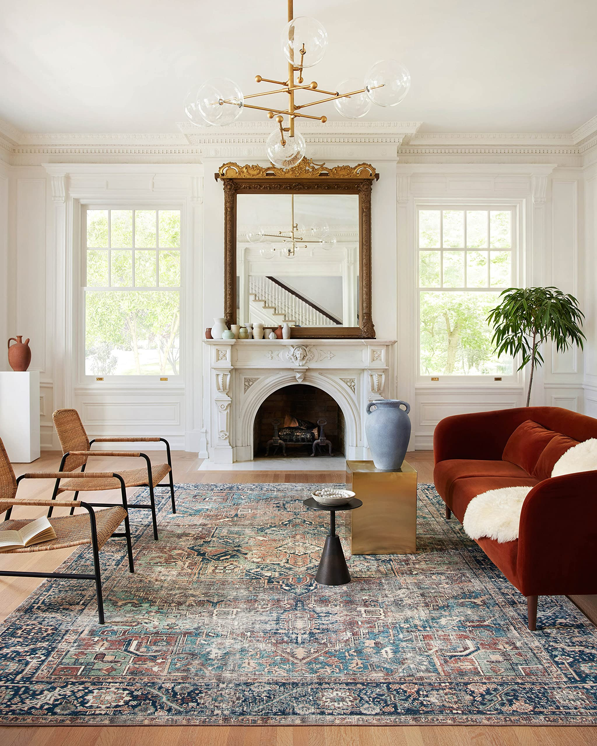 Loloi Margot Collection MAT-02 Terracotta/Lagoon 8'-6" x 11'-6" Area Rug, No-Shed Easy Clean Larg... | Amazon (US)