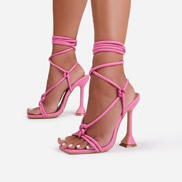 Fiat Lace Up Square Toe Sculptured Heel In Pink Faux Leather | EGO Shoes (US & Canada)