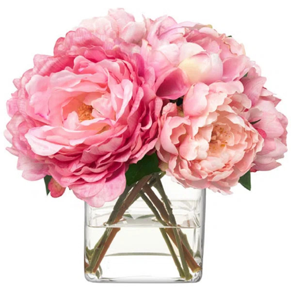 Bouquet Peonies Floral Arrangements and Centerpieces in Vase | Wayfair North America
