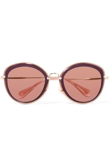 Noir round-frame acetate and gold-tone sunglasses | NET-A-PORTER (UK & EU)