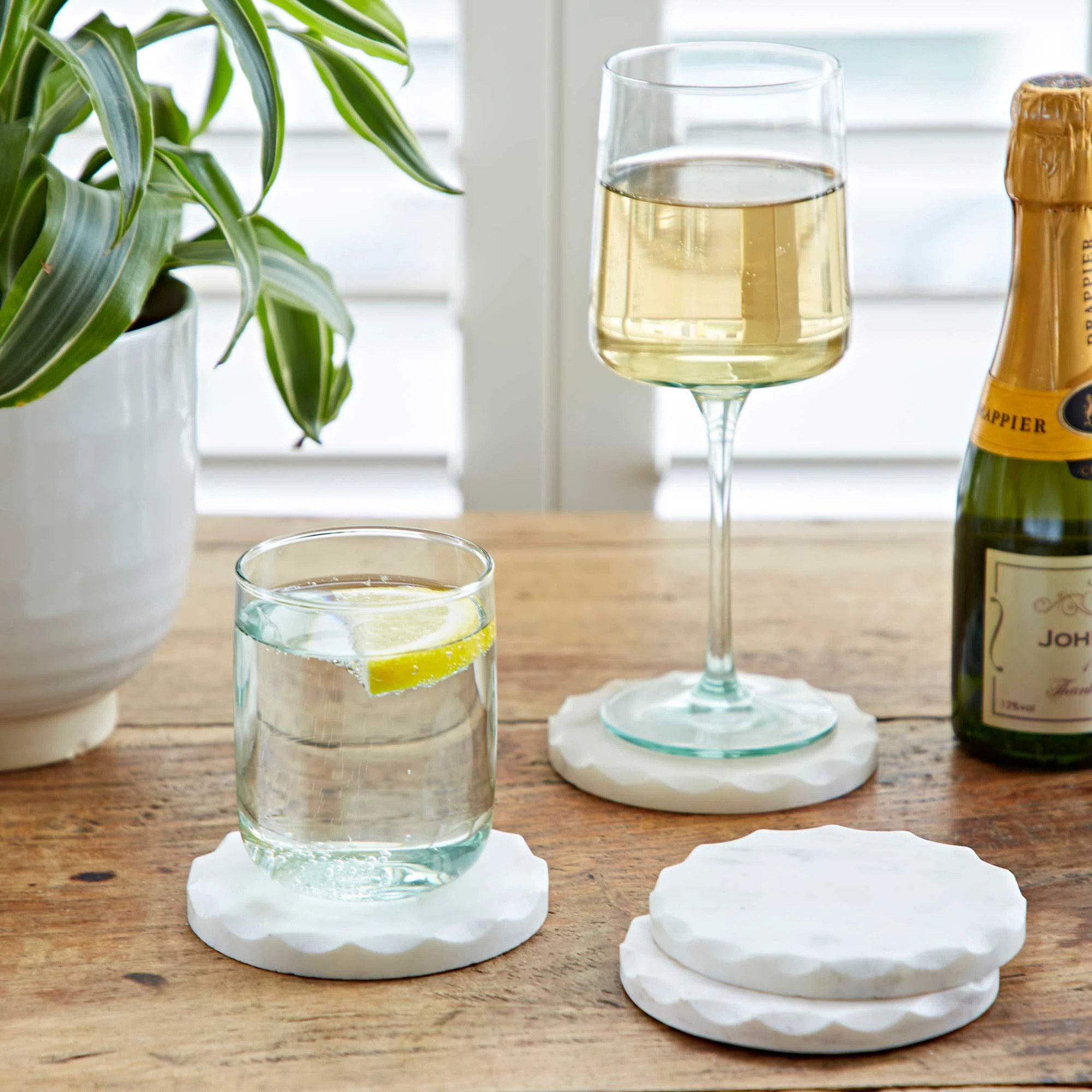 Round White Marble Coasters (Set of 4) | Wayfair UK