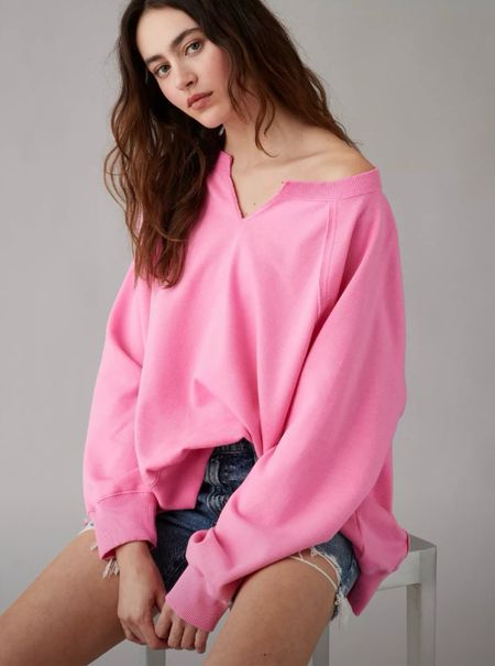 AE Big Hug Oversized Notch Neck Sweatshirt 💕 

#LTKfindsunder50 #LTKstyletip #LTKsalealert