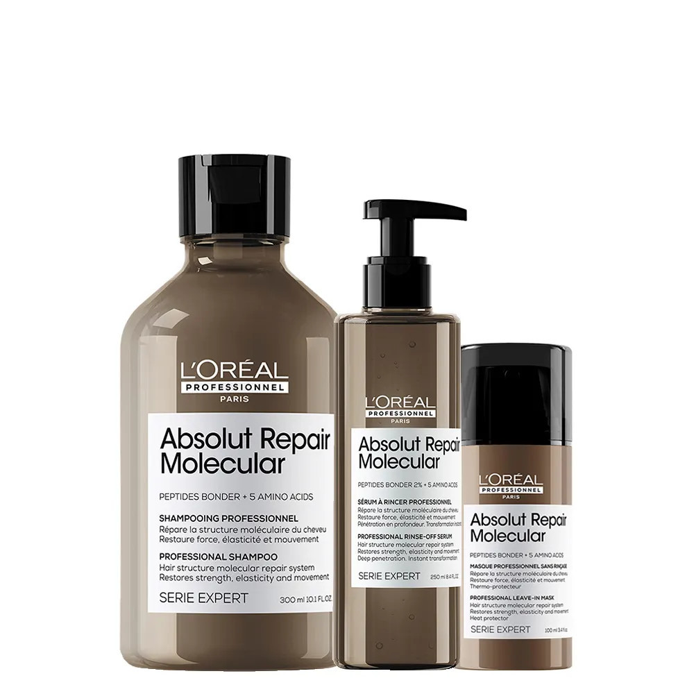 Kit L'Oréal Professionnel Absolut Repair Molecular - Shampoo 300 ml + Leave-in 100 ml + Sérum 2... | Amobeleza (BR)