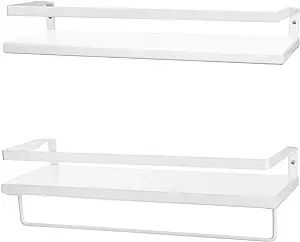 Peter's Goods Modern Floating Shelves with Rail - Wall Mounted Bathroom Wall Shelves with Towel B... | Amazon (US)