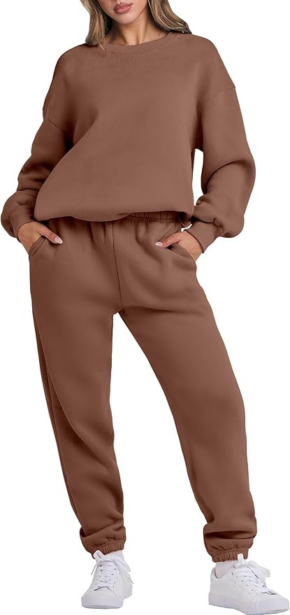 ANRABESS Women's Two Piece Outfits Lounge Set Long Sleeve Crewneck Sweatshirt Jogger Pants Tracks... | Amazon (US)