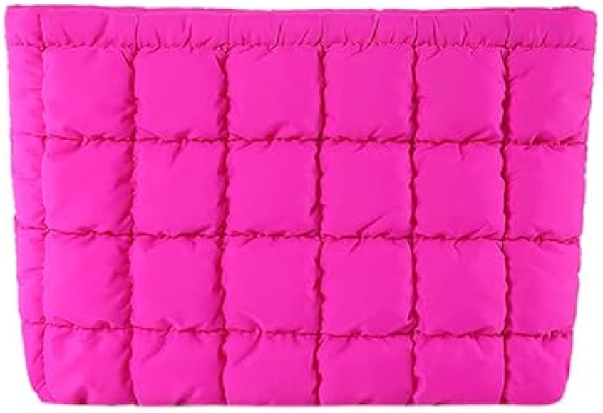 Puffy Quilted Makeup Bag for Women, Cosmetic Bag, Travel Toiletry Organizer Pouch Clutch (rose) | Amazon (US)