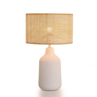 bessten Athena 21 in. White Speckle Ceramic Table Lamp with Natural Rattan Shade BS-TL-005-WH - T... | The Home Depot