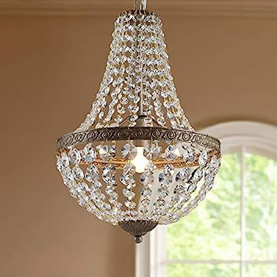 Bestier French Empire Antique Silver Finish Farmhouse Crystal Pendant Chandelier Lighting LED Cei... | Amazon (US)