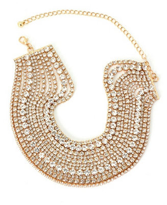 ADORNIA Gold Crystal Multi Strand Adjustable Collar Necklace - Macy's | Macy's