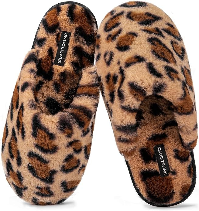 Snug Leaves Women's Fuzzy Scuff Slippers Soft Comfy Memory Foam Non-slip Indoor House Shoes | Amazon (US)