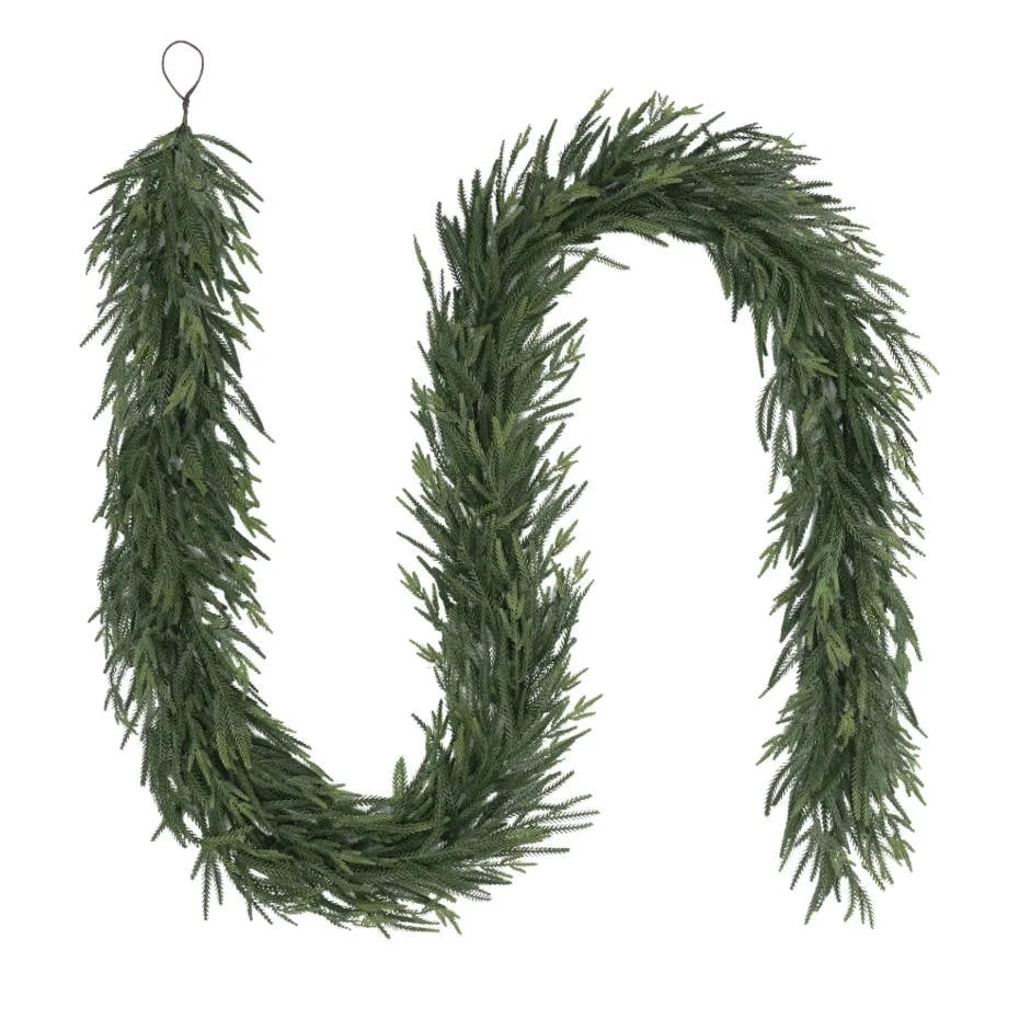 My_Texas_House 9ft Natural Feel Norfolk Artificial Christmas Garland, Non-lit, Green, Soft PE | Walmart (US)