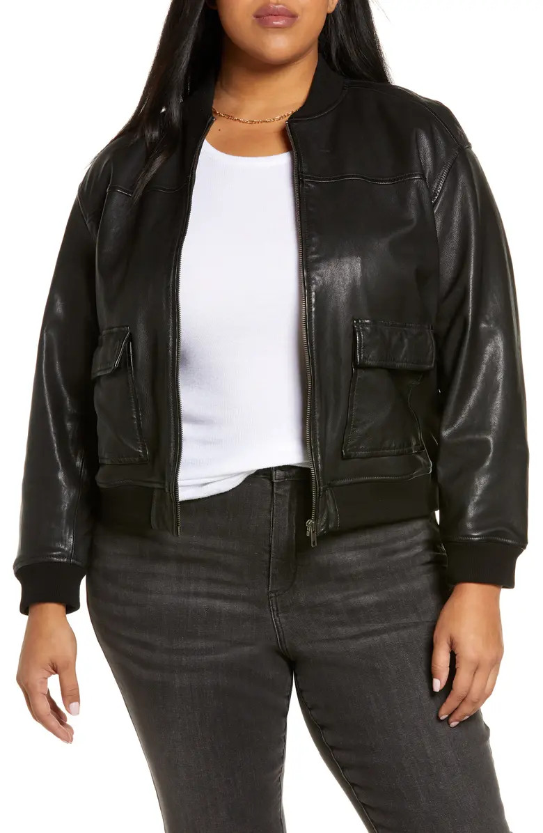 Crop Leather Bomber Jacket | Nordstrom