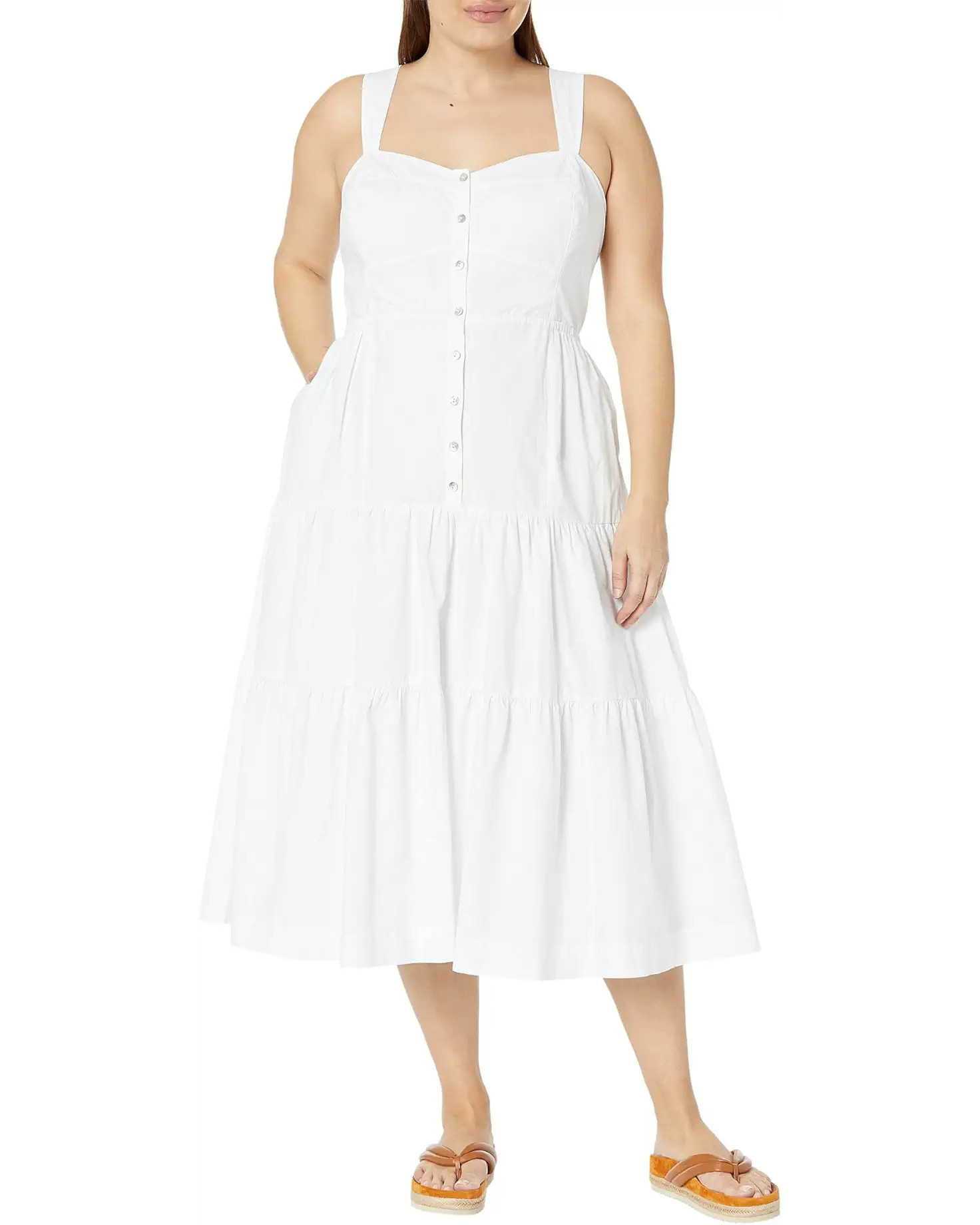 Plus Suzette Tiered Midi Dress with Seamed Bodice | Zappos