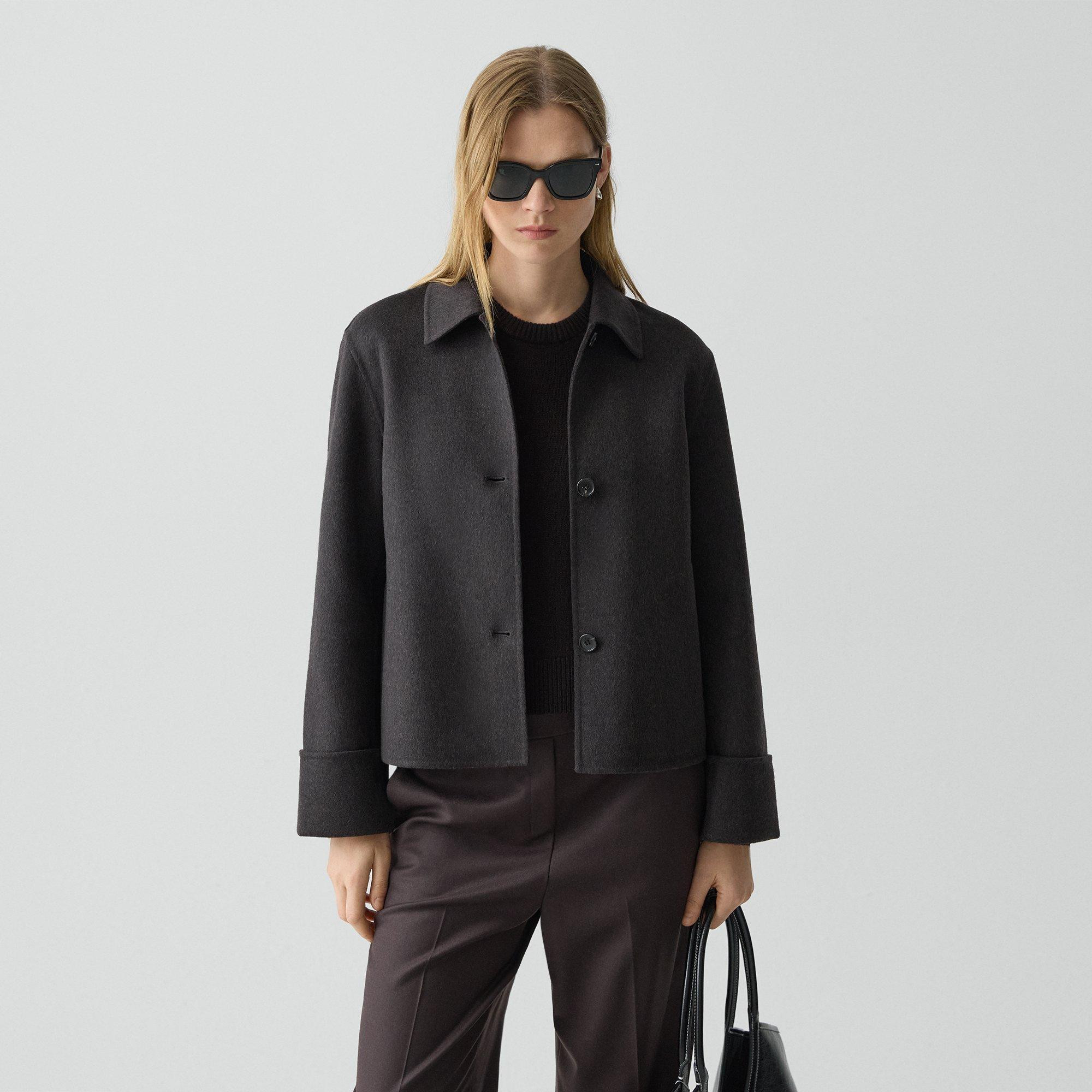 Boxy Cuff Jacket in Double-Face Wool-Cashmere | Theory