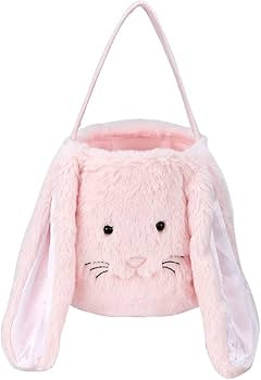 Plush Easter Bunny Basket for Kids Boys Girls Easter Buckets with Long Plush Ear Personalized Egg... | Amazon (US)