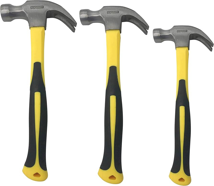 3 Pack of Claw Hammers (20 oz, 16 oz, 8 oz) with Sure-Grip Fiberglass Handles and Polished Steel ... | Amazon (US)