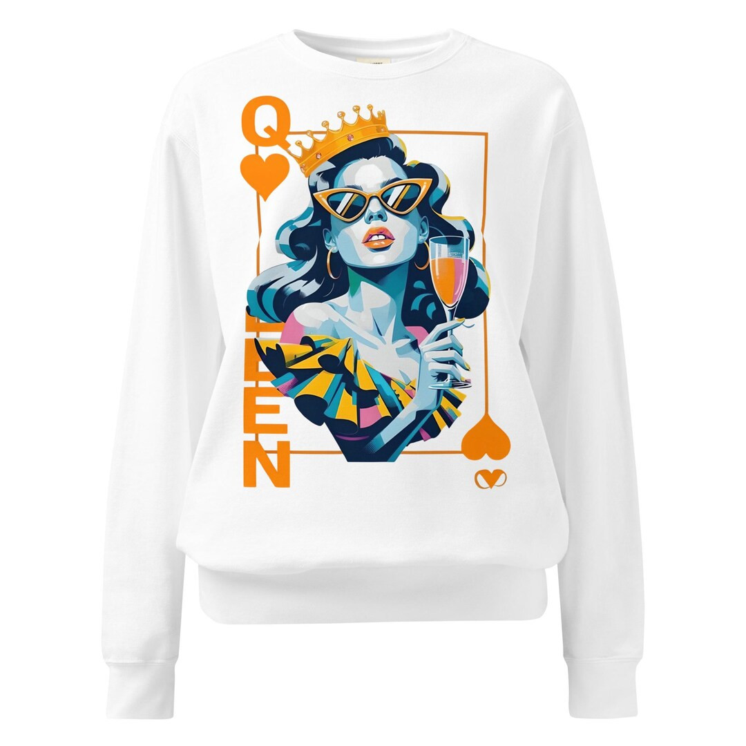 Queen of Hearts Retro Sweatshirt – Vintage-inspired Graphic Pullover With Retro Colors – Cute... | Etsy (US)
