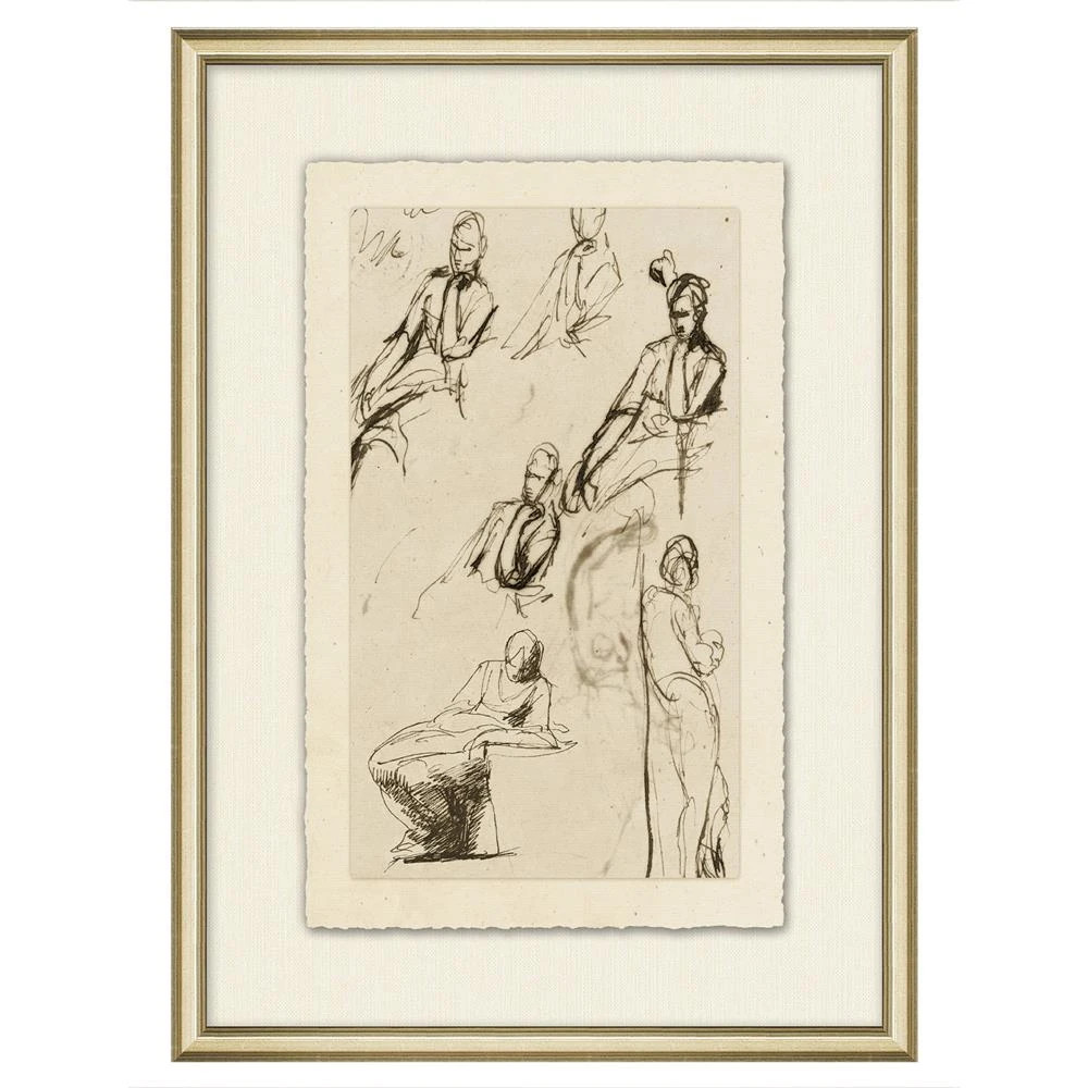 Malinda French Country Figure Gold Frame Illustration I | Kathy Kuo Home