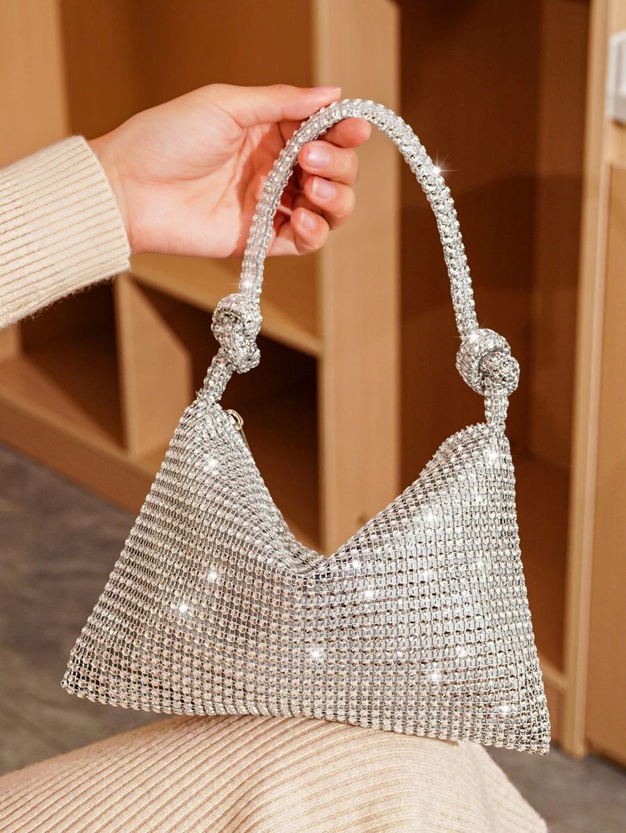 Glamorous Glitter Bling, Sequin, Luxury, Shiny Evening Bag With Rhinestone Decoration, Single Sho... | SHEIN