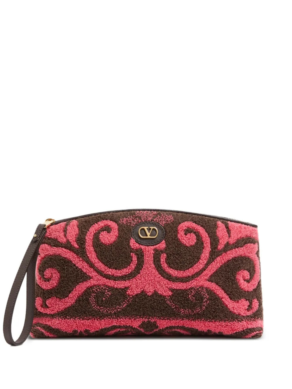 Valentino Garavani Terry cloth clutch - Brown | Farfetch Global