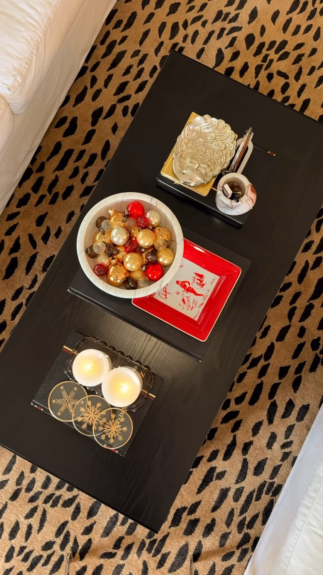 Christmas coffee table decor. I thrifted a lot of this and found some of the items on eBay!!! #meandmrjones 

#LTKGiftGuide #LTKHoliday #LTKHome