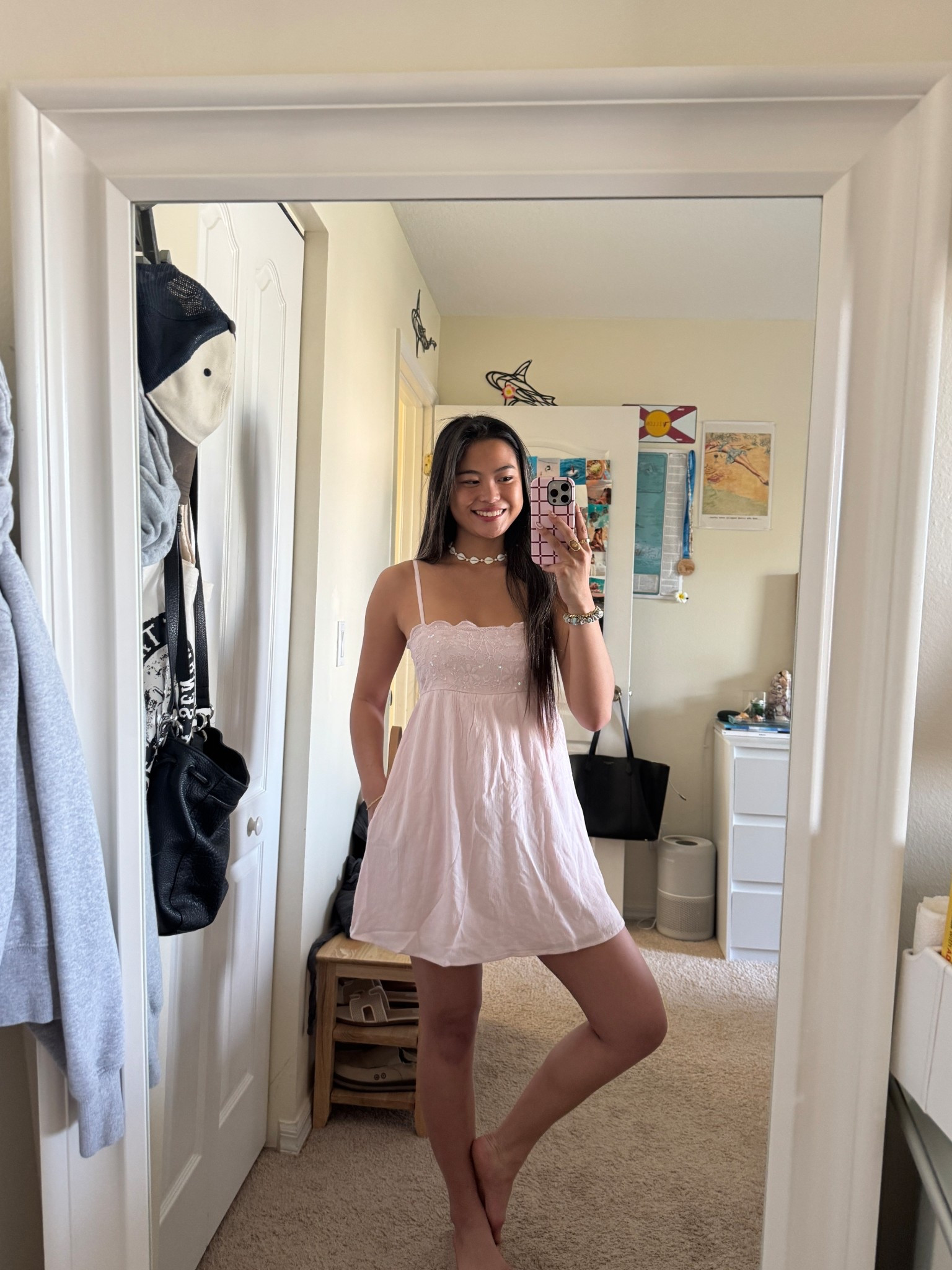 galentines dress inspo | sequin mini dress, size XS regular in light pink, built-in shorts, built-in pockets, hollister dress

#LTKgrwm #LTKootd #LTKValentine