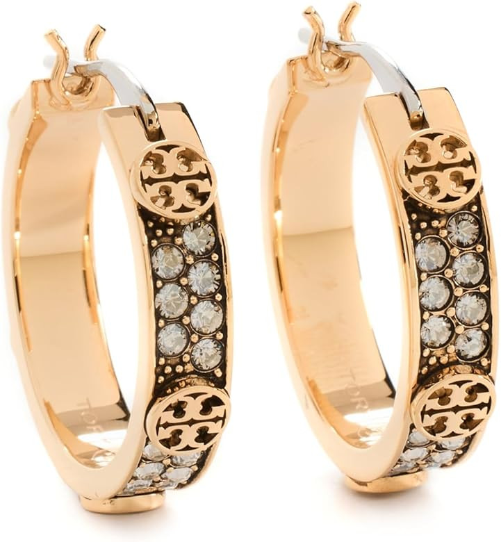 Tory Burch Women's Small Miller Stud Hoop Earrings | Amazon (US)