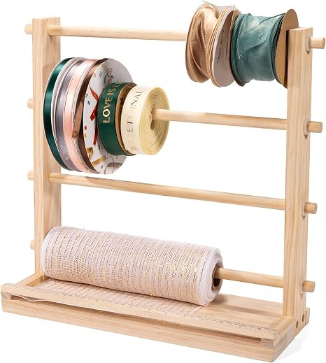 PUNLUXU Ribbon Storage Rack Spool Holder Organizer Sewing Craft Wreath Mesh Crochet Thread Tulle ... | Amazon (US)