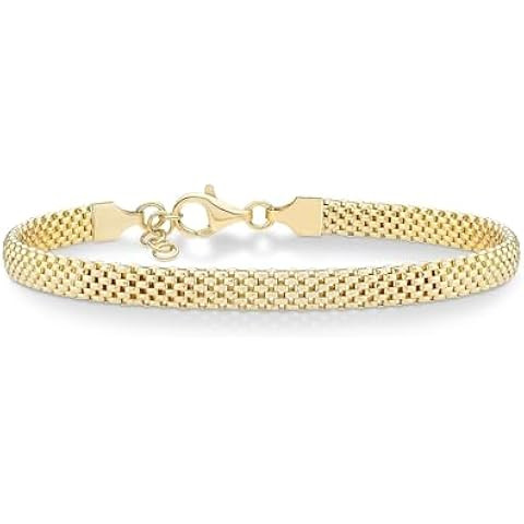 Miabella 18K Gold Over Sterling Silver Italian 5mm Mesh Link Chain Bracelet for Women, 925 Made i... | Amazon (US)
