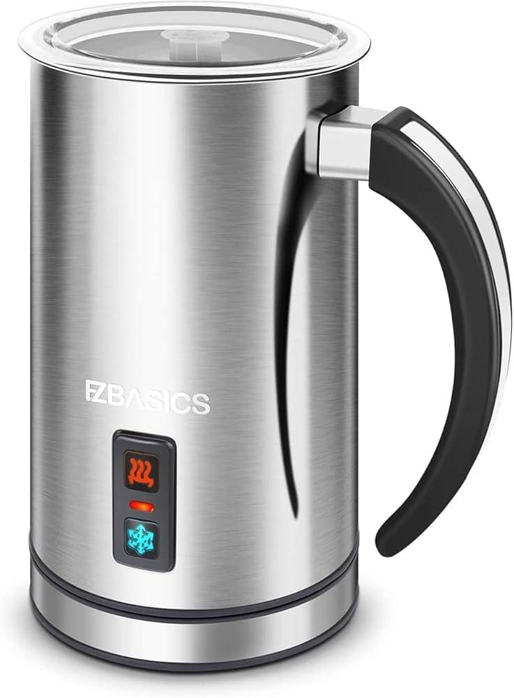 EZBASICS 236ml Stainless Steel Electric Milk Frother for Frothing and Heating Milk | Amazon (US)
