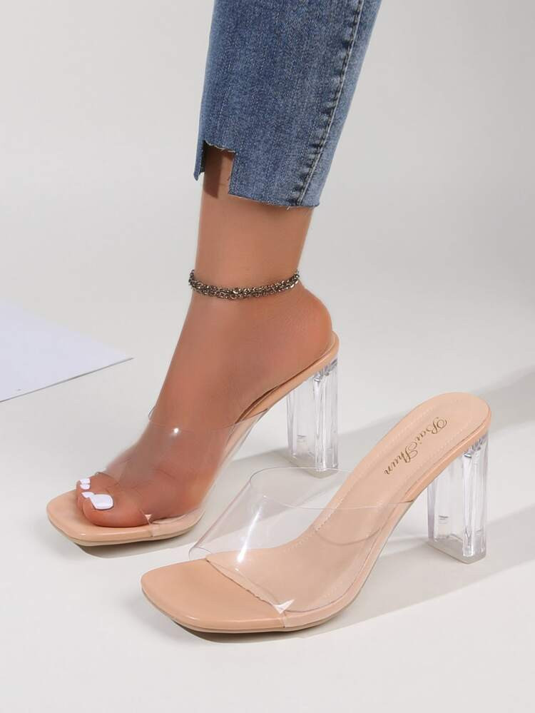 Clear Chunky Heeled Sandal Mules | SHEIN